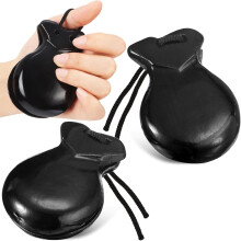 2 Pack Spanish Castanets Flamenco with String Traditional Wood Hand Percussion Castanets for Adults Music Instrument Spain Souvenir Gift, 1 Pair