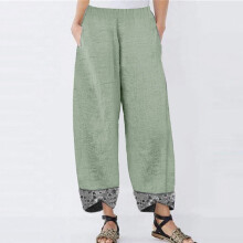 Femei Casual Lenjerie Print Neregulate Elastic Waist Leggings Large Leg Pants Pantaloni de vară confortabili pentru femei