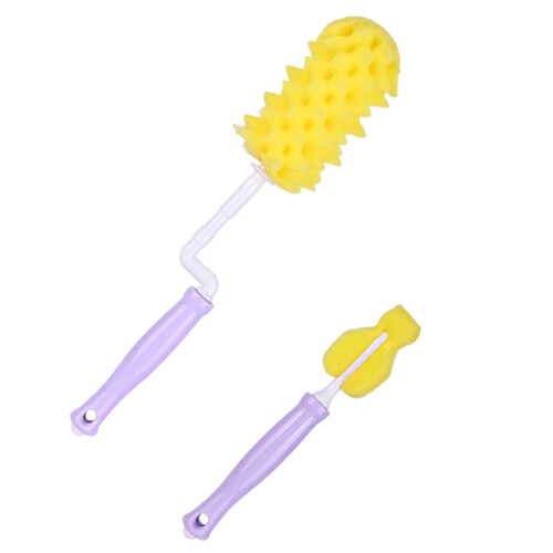 2Pièces Brosse De Bébé Violet Silicone 360 Rotation Nettoyage
