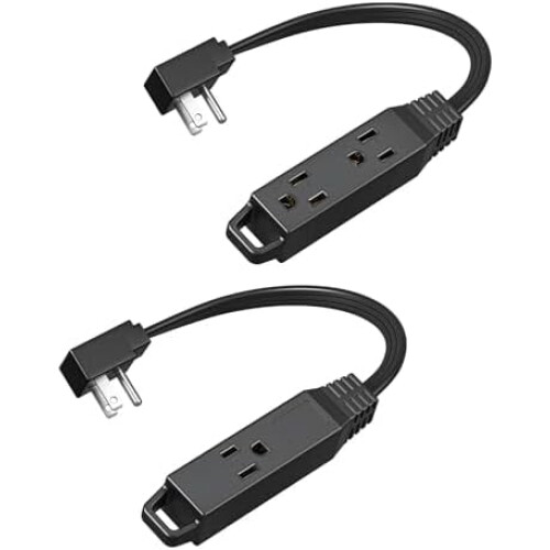 Καλώδιο προέκτασης επίπεδης πρίζας, 1FT16/3AWG, 2 τεμάχια, πολύπριζο 3 πριζών, SPT-3, με