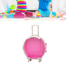Children Toy Organizer Mini Round Suitcase Storage Box with Wheels - Aubergine