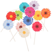 192Pcs Assorted Color Daisy Cake Picks Paper Floral Party Decorations