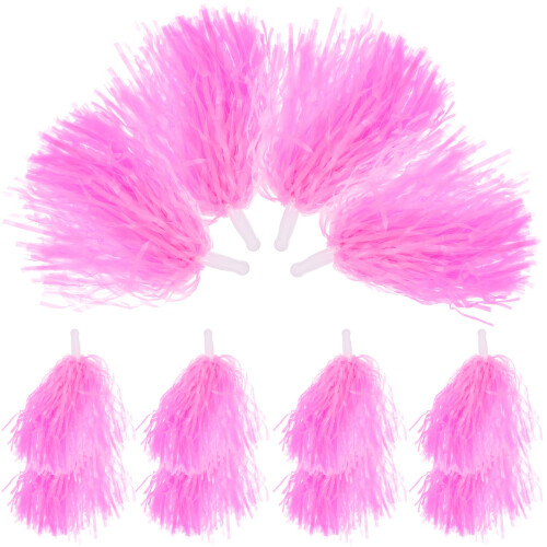 24Pcs Durable Pink Cheer Pom Poms Plastic Handled Performance Decor