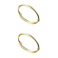 2pcs Adjustable Copper Bracelet Fashion Kids Jewelry Creative Bracelet Push-pull Open Bangle (Golden)