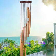 Carillon éolien de 89 cm (35 pouces) à 18 tubes, son grave et profond, idéal pour la décoration de jardin, terrasse ou balcon.