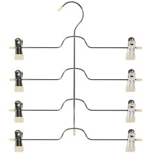 Gruccia portapantaloni multistrato beige con clip in gomma
