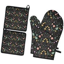 Juego de 2 manoplas de cocina Pioneer Flower con estampado floral (7,7" x 12")