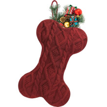 Meia de Natal para cachorro – Tricotada em formato de osso, 41,7 cm (16,4")