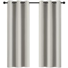 Room Darkening Blackout Curtains Thermal Insulated Grommet Curtain Panels for Bedroom, 42W x 72L, Light Beige, 2 Panels