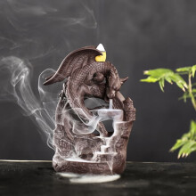 Brûleur d'encens à reflux Ludlz Dragon Volant – Encensier en céramique fait main, compatible avec les cônes à reflux, objet de décoration et