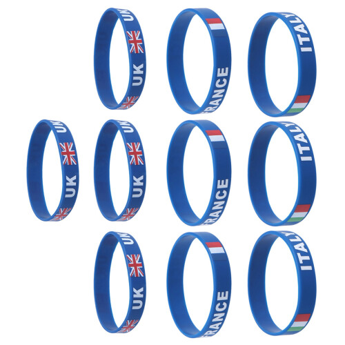 40Pièces Bracelets Silicone Multicolores National Pour Matchs