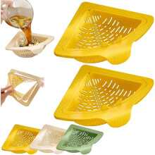 Égouttoir triangulaire pour évier, passoire d'angle magnétique avec fond à ouverture par rotation, grille de filtration sans perçage pour les
