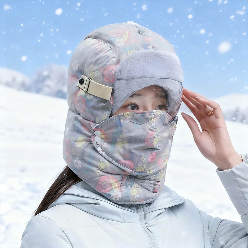 2-In-1 Windproof Full Cover Winter Hat With Goggles, Thermal Ski Cap For Outdoor Riding/Camping/Hiking Â Grey 9557311340239