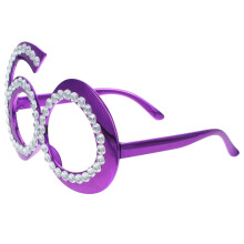 OUNONA 1Pair Birthday Glasses for Adults with Glitter Purple Plastic Frame Decor