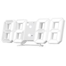 3D LED Digital Alarm Clock, ABS Nightlight, Temp, White, 230x93x17mm