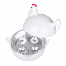 3Pcs White Chicken Shape Egg Boiler Cooker Microwave Kitchen Utensil