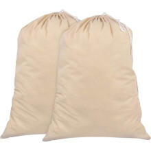 Extra Large Cotton Canvas Laundry Bag, Drawstring + Shoulder Strap, 75x56 cm, Heavy Duty & Durable