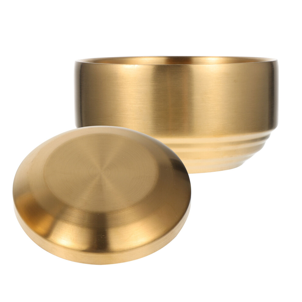 3Sets Compact Stainless Steel Kids Soup And Salad Bowls Golden Artibetter