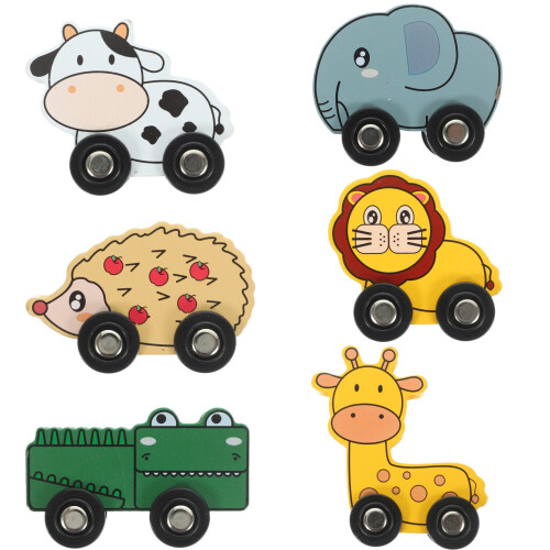 Conjunto de Trem de Animais de Madeira – 6 Peças