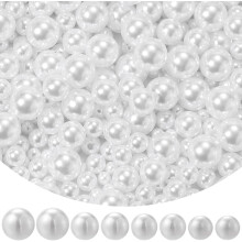 800 pérolas de plástico brancas redondas (4/6/8/10 mm), pérolas de imitação de acrílico sem furo para joias, cabelo, enchimento de vasos,