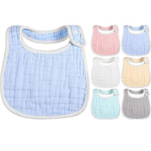 Baberos de muselina para bebés (6 unidades) para niños y niñas – Algodón suave, 8 capas absorbentes, broches ajustables, aptos para bebés en