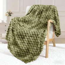 Extra Large Fleece Throw Blanket for Couch, 50x70 Inches Stylish Jacquard Soft Throw Blanket, Fuzzy Cozy Lightweight for Winter, Tie-dye Olive Green