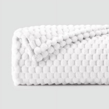 Fleece Blanket Twin Size 60x80in, 3D Jacquard White Throw, Soft Cozy Plush Fuzzy Blanket for Bed or Couch – All Seasons