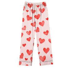 Damen-Pyjama-Set in großen Größen zum Valentinstag 2026, langärmlig, mit Knopfleiste und Tasche, lockere Passform, weich und bequem, Größen