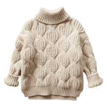 Boys and Girls Cute Solid Color Sweater Cute Fall Winter Thick Casual Keep Warm Long Sleeves Round Neck Tops for Kids 1-6 Years(Beige#1,5 Years)