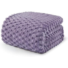 Queen Size Fleece Blanket for Bed, 90x90 Inches Stylish Jacquard Velvet Soft Blanket, Fuzzy Cozy Lightweight for Winter, Grayish Purple