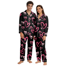 Set de pijamale pentru femei de Ziua Îndrăgostiților – imprimeu floral cu inimă, top cu mânecă lungă și pantaloni, pijamale confortabile,