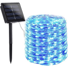 66ft 200-LED Solar String Lights, Waterproof, 8 Modes, Copper Wire, for Outdoor Tree/Garden/Wedding/Christmas Decor (Blue)