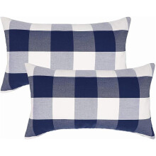 Capas de almofada xadrez búfalo azul marinho 30x50cm (pacote com 2)
