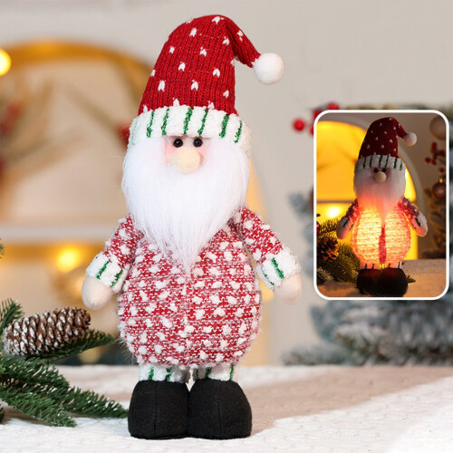 Beleuchtete Weihnachtsmann-Plüschpuppe als Dekoration