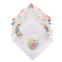 10pcs Womens Vintage Floral Print Cotton Handkerchief Pocket Hanky Bulk Set