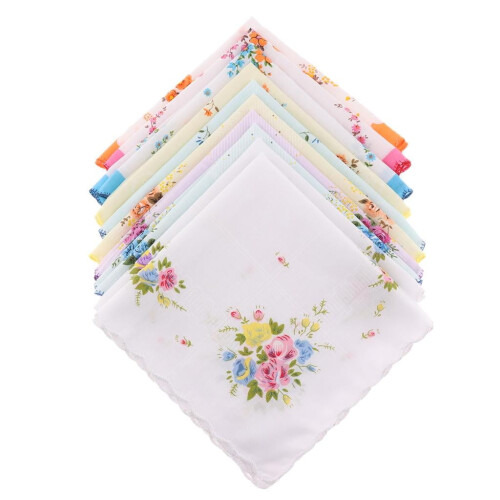 10 τεμάχια γυναικείο vintage floral print βαμβακερό μαντήλι τσέπης χύμα σετ