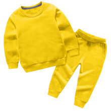 Conjunto de dos piezas de moda para niños de 0 a 13 años, color liso: sudadera de cuello redondo y pantalón con cintura elástica. Ideal para