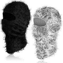 2er-Packung Erwachsenen-Sturmhauben im Used-Look, Vollgesichts-Strickhauben, winddichte und atmungsaktive Skimasken für kaltes Wetter