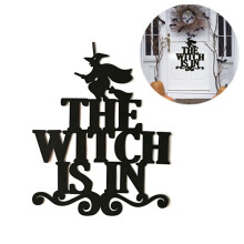 Cartello da appendere alla porta "La strega è in Halloween" - Decorazione di Halloween a meno di 2$ - Offerta speciale - Dimensioni: 15x12,48x0,11