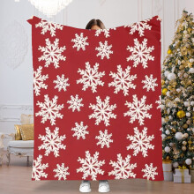 Christmas Blanket Red Snowflake Pattern 100x70cm