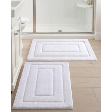 Juego de 2 alfombras de baño (81 x 51 cm), antideslizantes, lavables, con base de goma, de microfibra absorbente de secado rápido, color blanco.