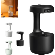 Humidificateur anti-gravité en forme de champignon, 800 ml, USB-C, double mode (lumière/veille), flux inversé et sons de pluie, ultra-silencieux,