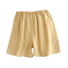 Dames slaapshorts van biologisch katoen met ruitpatroon, losse pasvorm, zomerpyjamashorts voor dames, zacht en ademend, geschikt voor thuisgebruik,