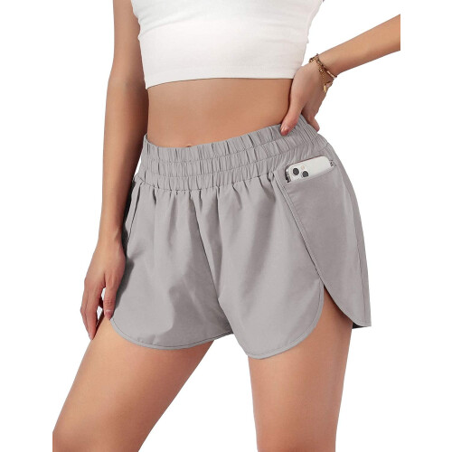 Peralng dame hurtigtørkende treningsshorts med elastisk midje