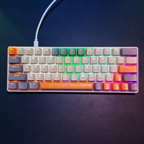 Wired Mechanical Keyboard 63 Keys Blue Switch 3-Color Backlight Waterproof 2