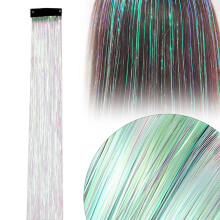 Extensões de cabelo com brilho branco e rosa, 19,68 polegadas (1 peça)