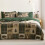 Rustic Duvet Cover Set Green Brown Queen 3-Piece 1