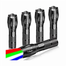 ZC5Pack Wiederaufladbare 4-in-1-Taschenlampe (Weiß/Rot/Grün/Blau), große Reichweite, geeignet für Camping und Outdoor-Aktivitäten
