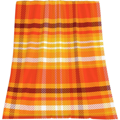 Buffalo Check Plaid Throw Blanket Orange Brown Yellow White
