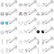 20G Ohrstecker ohne Gewinde mit flacher Rückseite für Damen und Herren – Hypoallergene Ohrstecker aus Chirurgenstahl für Nase, Labret, Lippe,
